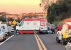 Acidente entre furgão e motocicleta deixa condutor ferido e interdita PR-491 em Nova Santa Rosa