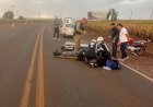 Colisão traseira entre carro e moto deixa motociclista ferido na PR-239 em Assis Chateaubriand