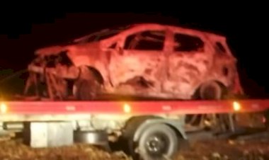 Incêndio destrói veículo na PR-364 entre Palotina e Terra Roxa