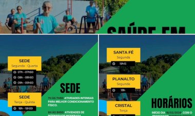 Academia da Saúde inicia atividades na próxima quarta-feira em Nova Santa Rosa