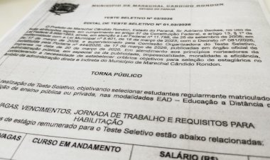 Prefeitura abre inscrições para estágio remunerado em Marechal Rondon