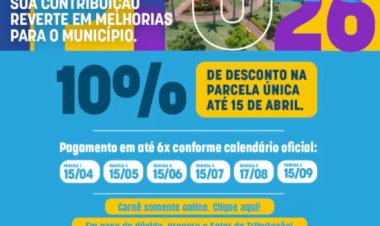 Parcela única do IPTU vence nesta quarta-feira em Nova Santa Rosa