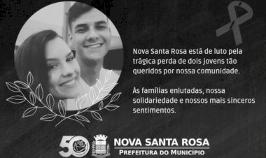 Nova Santa Rosa decreta luto oficial de três dias pela morte de jovem casal em acidente