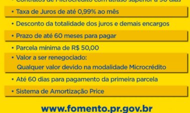 Fomento Paraná lança campanha para renegociar dívidas do microcrédito até 31 de julho
