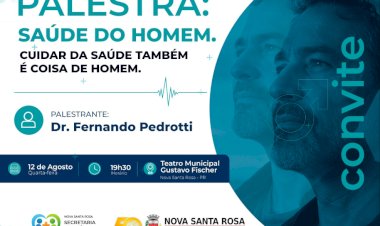 Palestra sobre saúde do homem acontece nesta quarta-feira (12) em Nova Santa Rosa