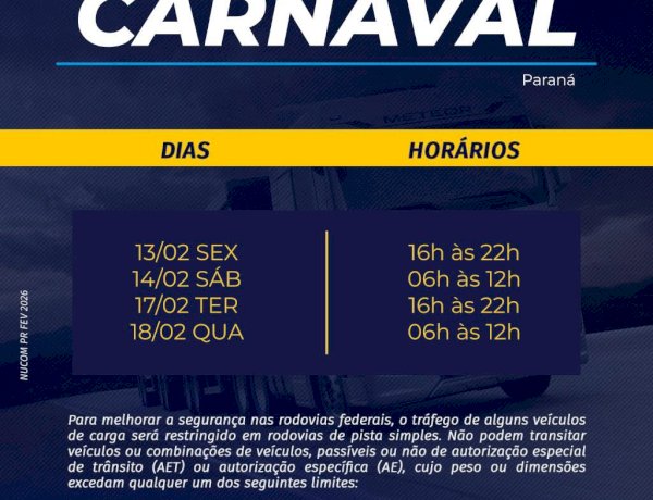 PRF inicia Operação Rodovida Carnaval 2026 no Paraná com foco na redução de acidentes