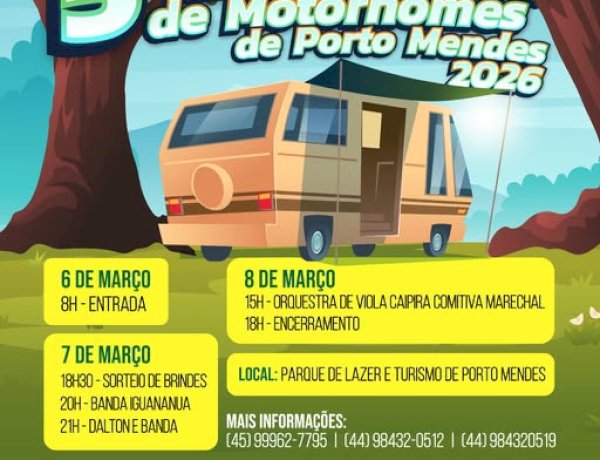 5º Encontro de Motorhomes será realizado de 6 a 8 de março em Porto Mendes