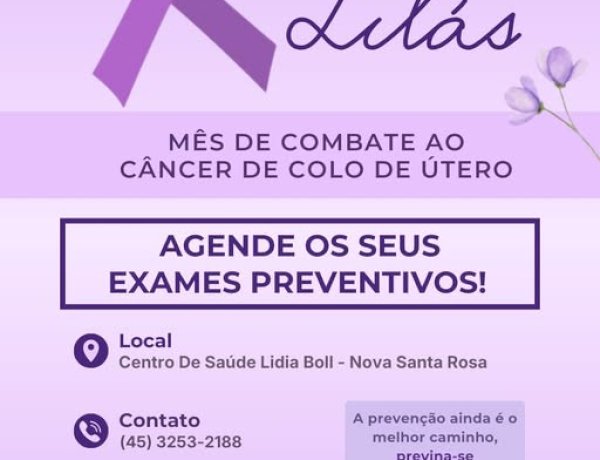 Março Lilás reforça a importância da prevenção ao câncer de colo de útero em Nova Santa Rosa