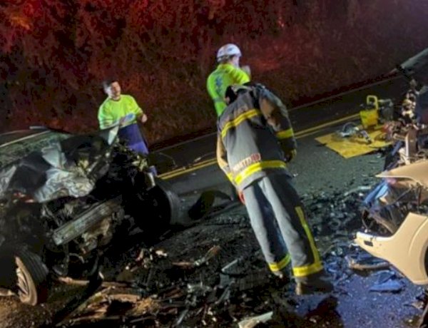 Colisão frontal entre Onix e Volvo deixa um morto e cinco feridos na BR-277