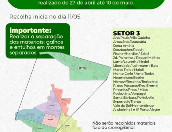 Depósito de galhos e entulhos é liberado no setor 3 de Marechal Rondon