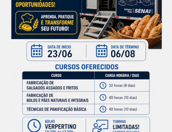 SENAI abre últimas vagas para cursos gratuitos de panificação em Marechal Cândido Rondon