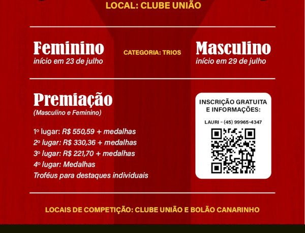 Inscrições abertas para o Campeonato Municipal de Bolão de Nova Santa Rosa 2026