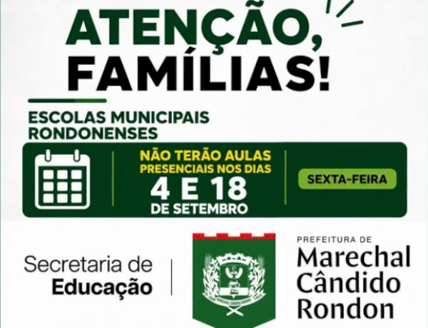 Escolas municipais de Marechal Cândido Rondon suspendem aulas presenciais em 4 e 18 de setembro para os Jogos Bom de Bola