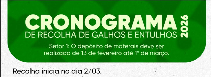 Secretaria de Agricultura divulga cronograma para depósito e recolhimento de galhos no setor 1