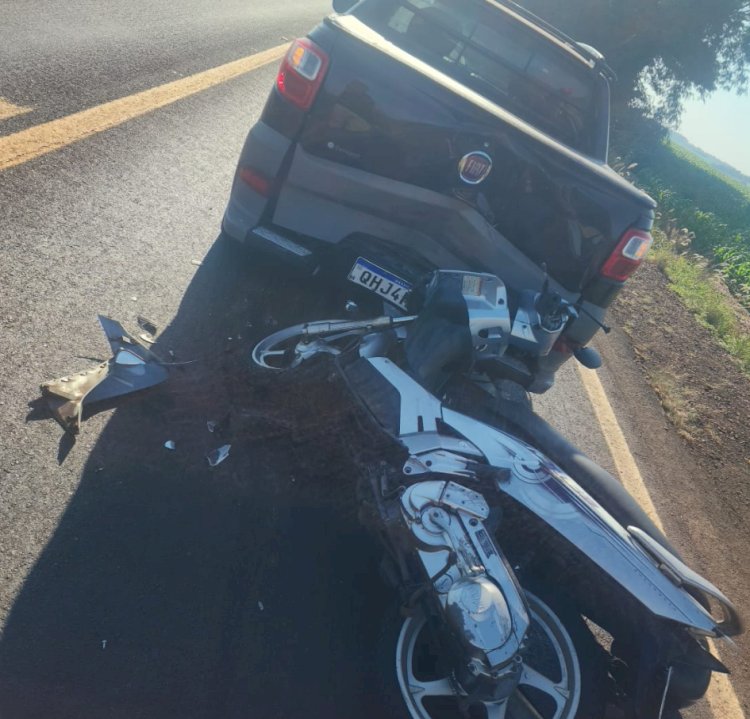 Motociclista fica ferido em colisão traseira na PRC-467 em Marechal Rondon