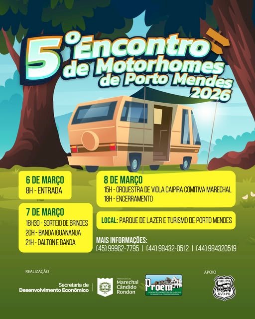 Porto Mendes recebe 5º Encontro de Motorhomes começa amanhã (06) e vai até domingo dia 08