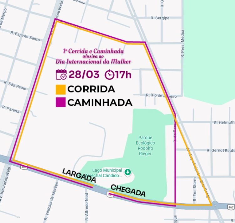 Corrida e Caminhada em homenagem ao Dia da Mulher movimenta Marechal Rondon neste sábado