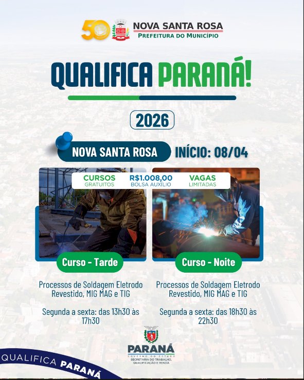Qualifica Paraná abre inscrições para curso gratuito de soldagem em Nova Santa Rosa