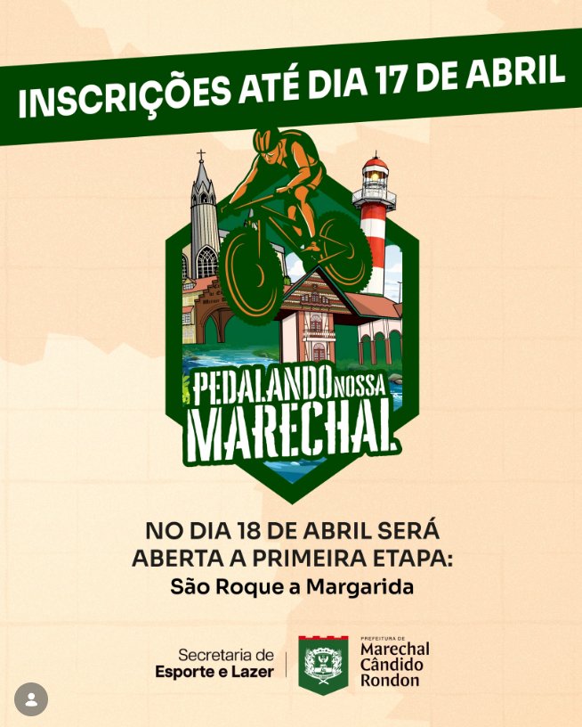 seguem as Inscrições abertas para o Pedalando Nossa Marechal seguem até 17 de abril