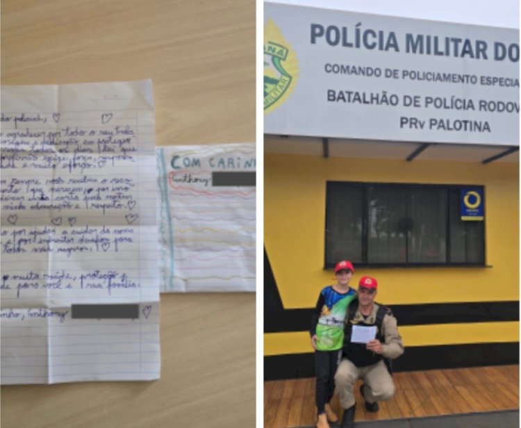 Fã mirim visita posto da Polícia Rodoviária em Palotina