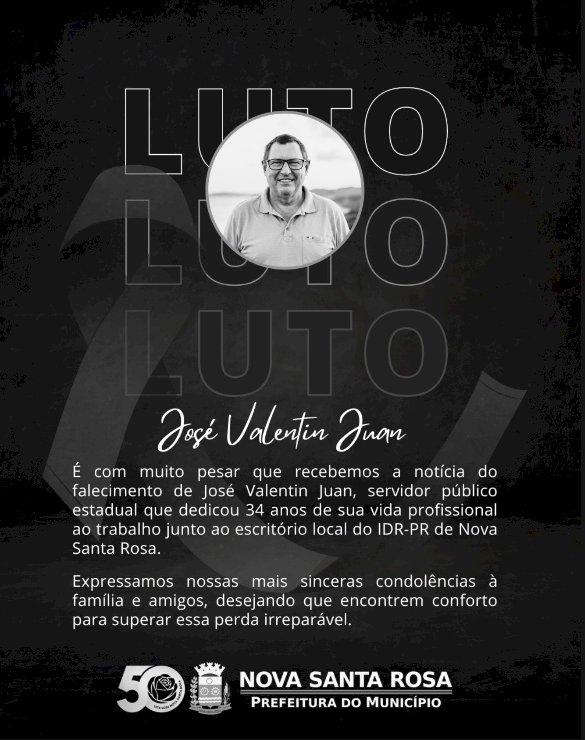 Nova Santa Rosa decreta luto oficial pela morte de servidor do IDR-PR que atuou por 34 anos no município
