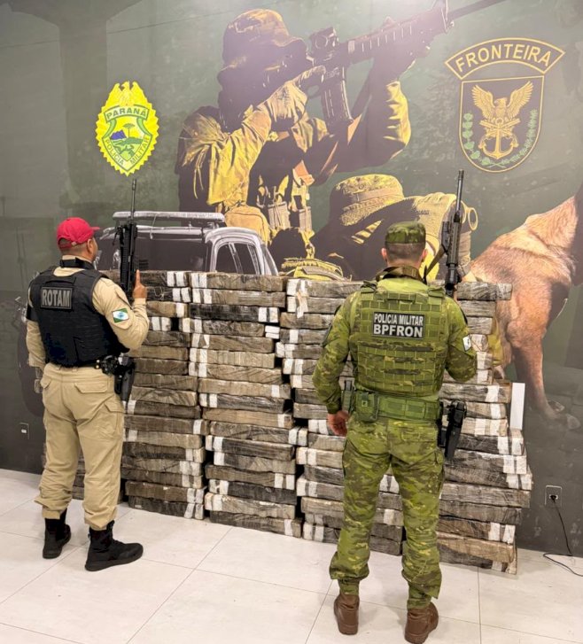BPFRON e BPRv apreendem mais de uma tonelada de maconha entre Francisco Alves e Iporã