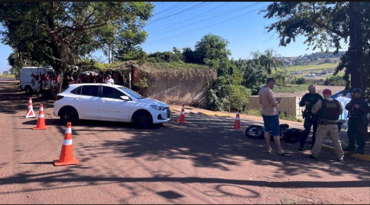 Motociclista fica ferido em colisão lateral na PR-585, em Toledo