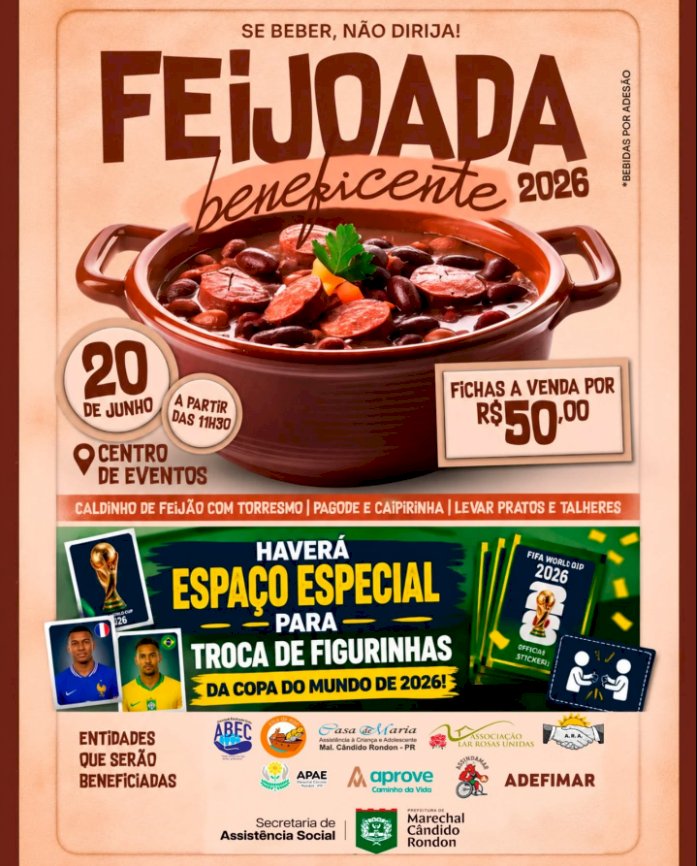 Feijoada Beneficente 2026 será realizada neste sábado em Marechal Rondon