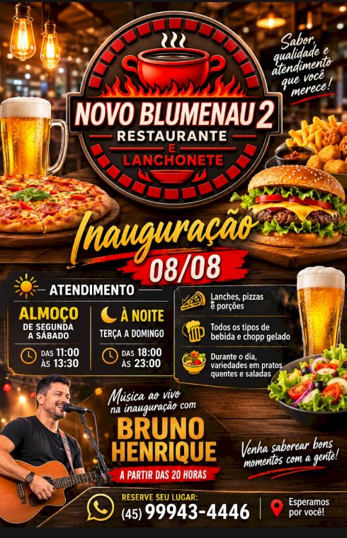 Novo Blumenau 2 inaugura neste sábado em Nova Santa Rosa com show, cardápio variado e chope gelado