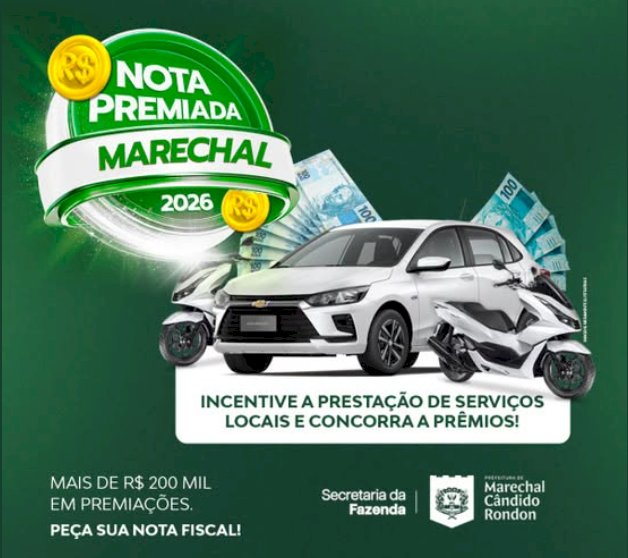 Marechal Rondon realiza 4º sorteio do Programa Nota Fiscal Premiada na próxima sexta-feira
