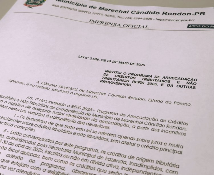 Última semana para aderir ao REFIS 2025 em Marechal Cândido Rondon