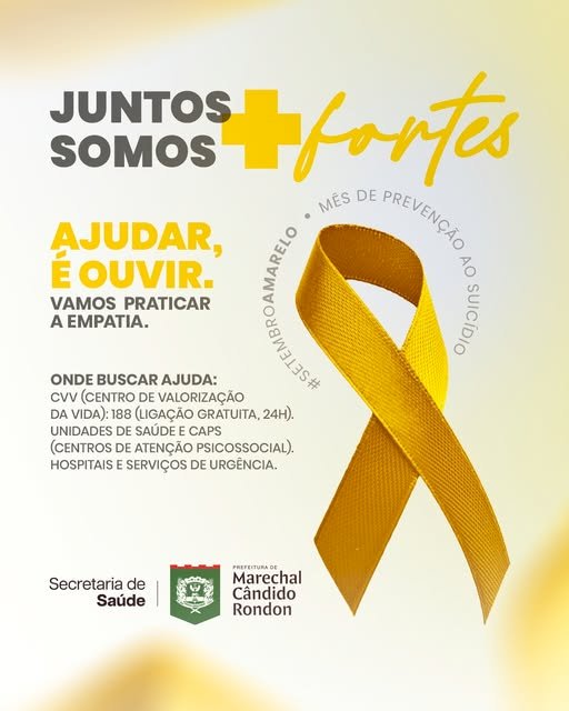 Setembro Amarelo em Marechal Cândido Rondon promove ações de prevenção ao suicídio