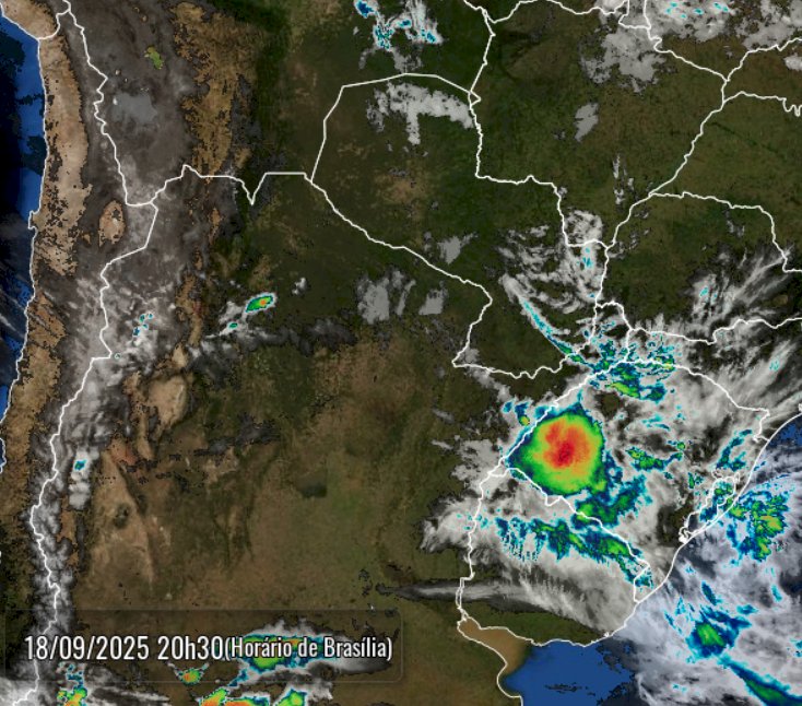 Sistema frontal na Argentina e Paraguai já atinge o RS