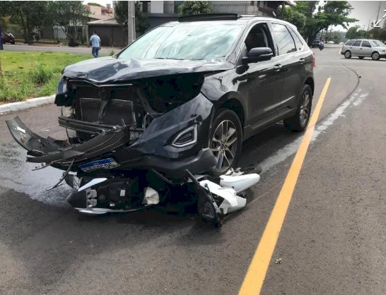 ACIDENTE GRAVE ENTRE CARRO E MOTO DEIXA MOTOCICLISTA FERIDO EM MARECHAL CÂNDIDO RONDON