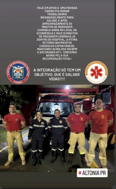 Bombeiros de Altônia salvam homem após parada cardíaca