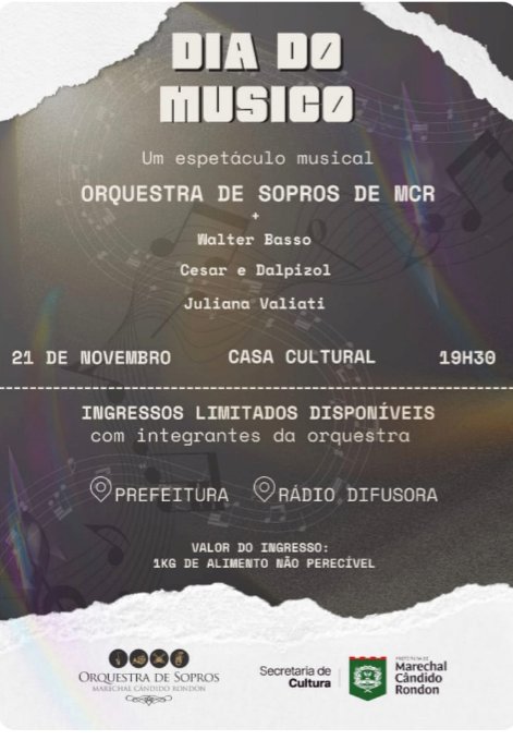 Espetáculo musical celebra o Dia do Músico em Marechal Cândido Rondon